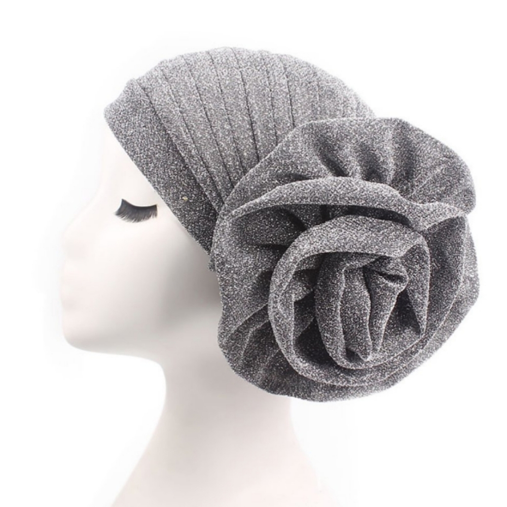 Aokid glitter hat cap headwrap with big flower - Picture 2 of 10